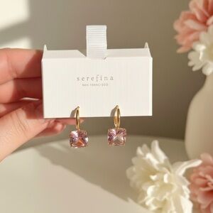 NWT Serefina Anthropologie Pink Amethyst Drop Earrings